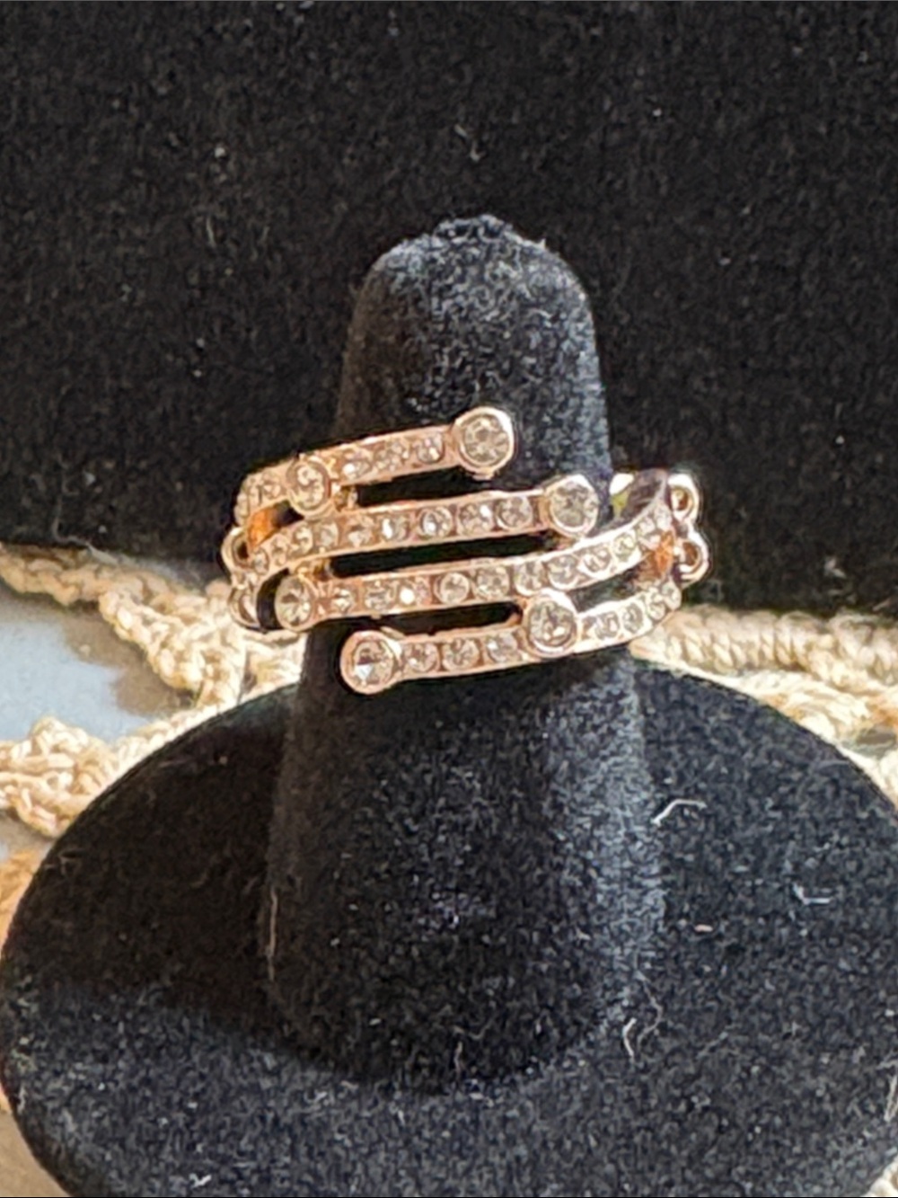Source Unknown Gold Crystal Stacked Bar Ring
